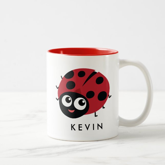 Tasse 2 Couleurs Cute Little Red Ladybug Personnalisé (Droit)