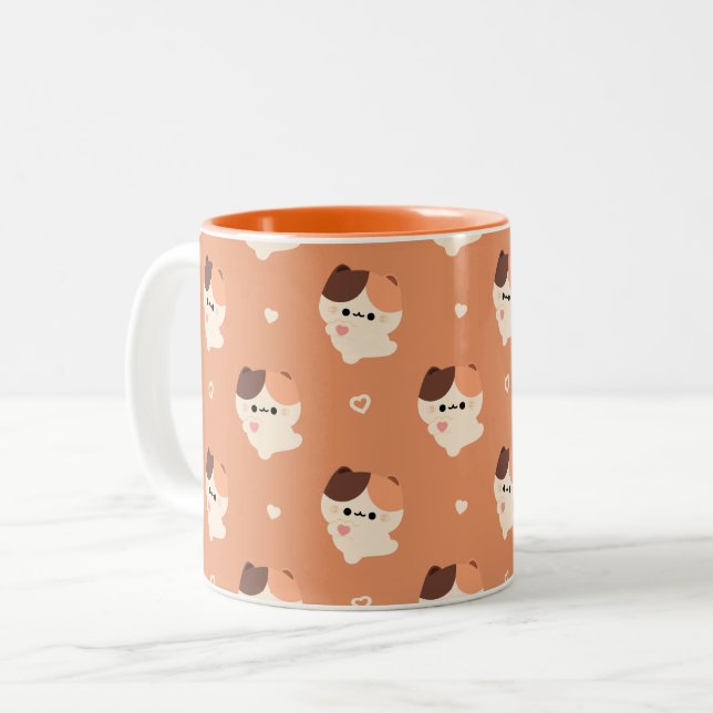 Tasse 2 Couleurs Cute Love Tortie Cat (Devant gauche)