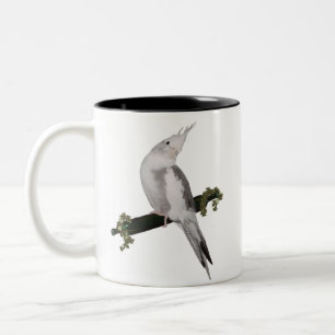 Tasse 2 Couleurs Cute Lutino Cockatiel Bird Ivy Perch Animal