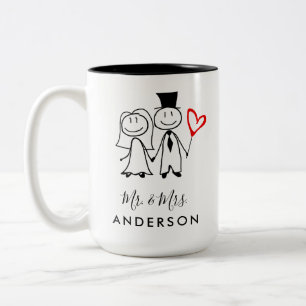 Tasse 2 Couleurs Cute M. et Mme Marié Couple