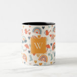 Tasse 2 Couleurs Cute Orange Blue Spring Rainbow Clouds Motif<br><div class="desc">If you need any further customization please feel free to message me on yellowfebstudio@gmail.com</div>