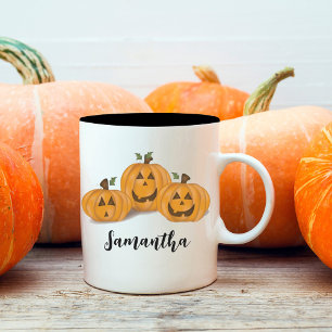 Tasse 2 Couleurs Cute Orange Citrouilles Personnalisé Halloween