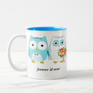 Tasse 2 Couleurs Cute Owls Bride et Groom Newlysée Mr et Mrs.