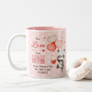 Tasse 2 Couleurs Cute Panda Love Red Heart Ballons Saint Valentin