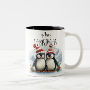 Tasse 2 Couleurs Cute Penguin /Joyeux Noël