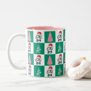 Tasse 2 Couleurs Cute Penguin Père Noël Joyeuse fête de Noël