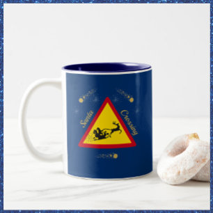 Tasse 2 Couleurs Cute Père Noël Sleigh Crossing Céramique Deux Tons