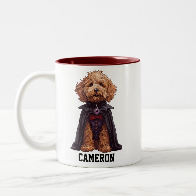 Tasse 2 Couleurs Cute Personnalisé Dracula Goldendoodle (Gauche)