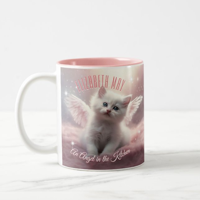 Tasse 2 Couleurs Cute Personnalisée Fille Rose Kitten (Gauche)
