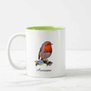 Tasse 2 Couleurs Cute Robin Bird & texte personnalisé