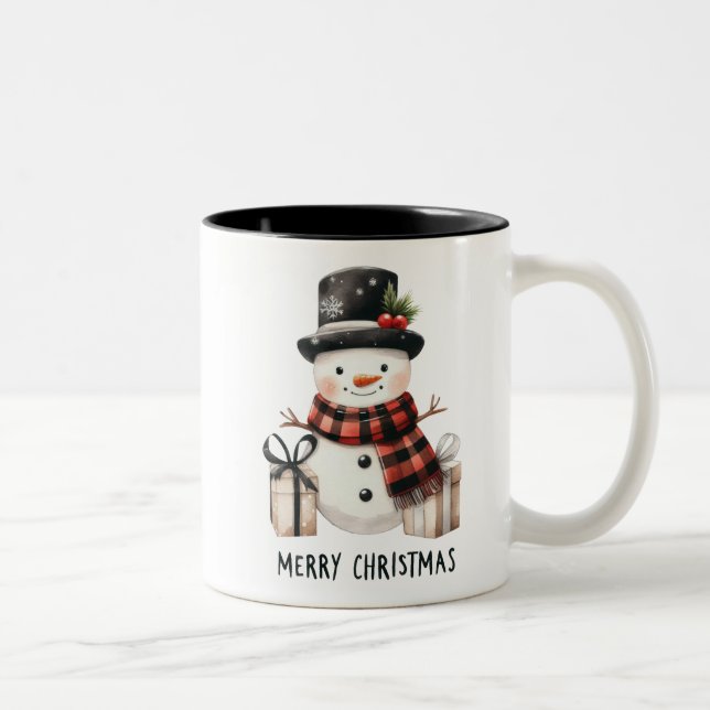 Tasse 2 Couleurs Cute Snowman /Joyeux Noël (Droit)