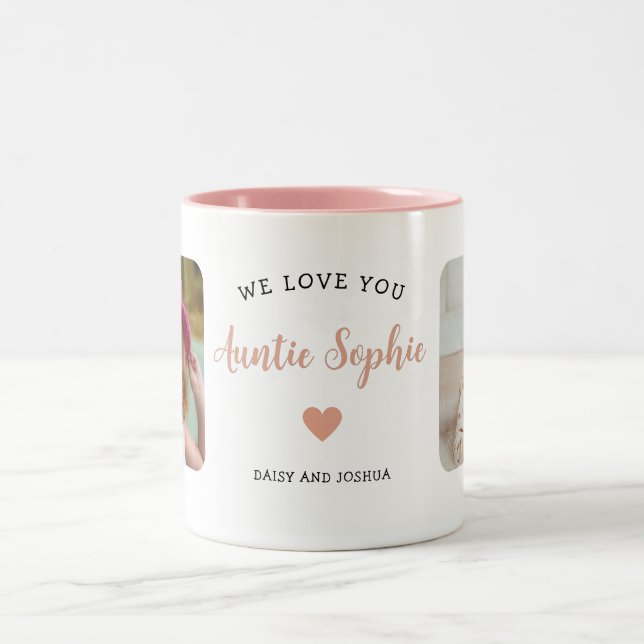Tasse 2 Couleurs Cute Tante 2 Photo Rose Moderne (Centre)