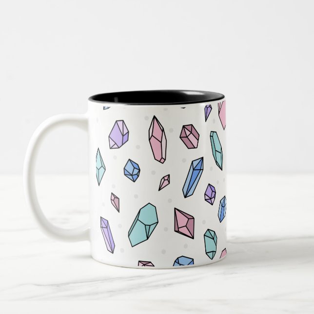 Tasse 2 Couleurs Cute tendance Pastel Gemstones Gems Crystal Motif (Gauche)