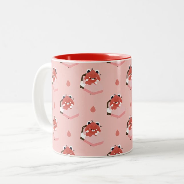 Tasse 2 Couleurs Cute Tired Red Panda (Devant gauche)