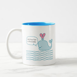Tasse 2 Couleurs Cute Whale Ajouter votre texte pour personnaliser