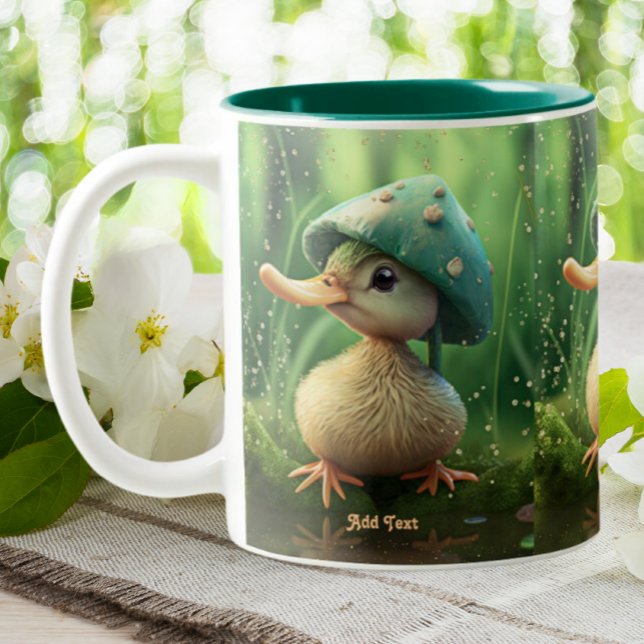 Tasse 2 Couleurs Cute Whimsical Canard Casquette de champignons Per (Créateur téléchargé)