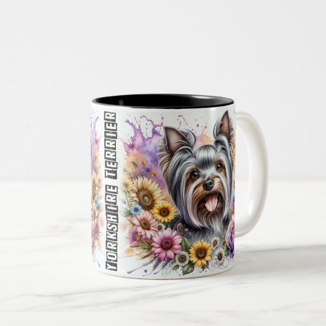 Tasse 2 Couleurs Cute Yorkshire (Devant droit)