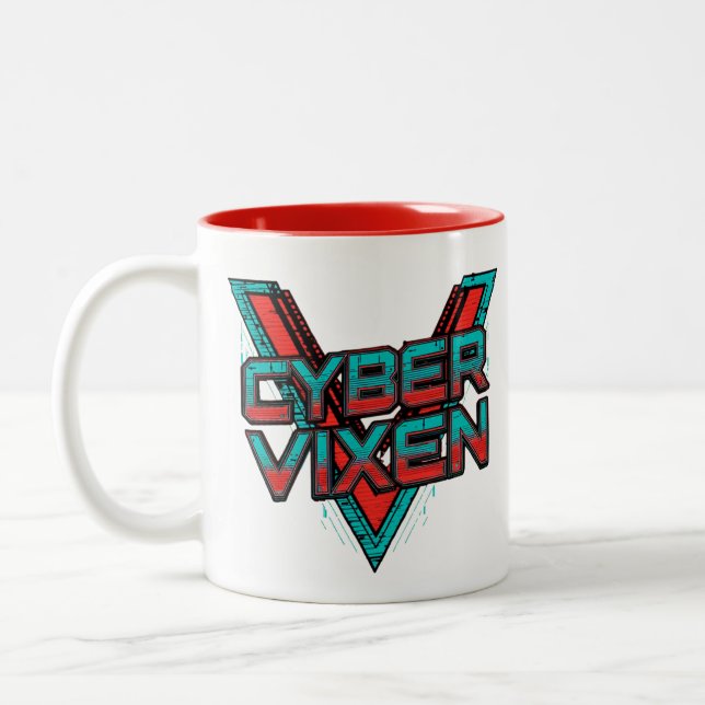 Tasse 2 Couleurs Cyber Vixen Gamer Girl Gaming Graphic | Video Game (Gauche)
