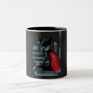 Tasse 2 Couleurs Cyberpunk Ninja Chat noir