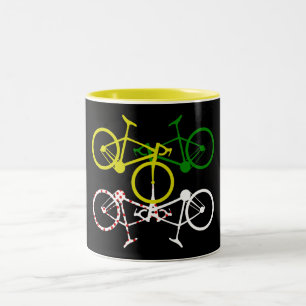 Tasse 2 Couleurs Cyclisme Jaune Vert Blanc Polka-Dot Jerseys
