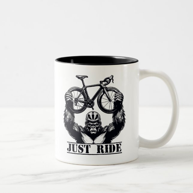 Tasse 2 Couleurs Cyclisme Juste Ride Gorilla (Droit)