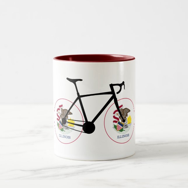 Tasse 2 Couleurs Cyclisme sous le drapeau de l'Illinois (Centre)
