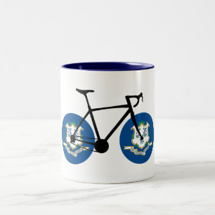 Tasse 2 Couleurs Cyclisme sous le drapeau du Connecticut