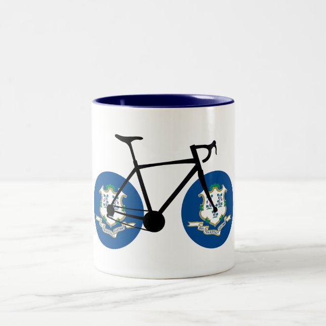 Tasse 2 Couleurs Cyclisme sous le drapeau du Connecticut (Centre)