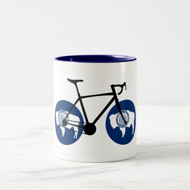 Tasse 2 Couleurs Cyclisme sous le drapeau du Wyoming (Centre)