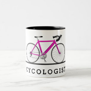 Tasse 2 Couleurs Cyclisme with pink bicycle