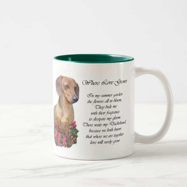 Tasse 2 Couleurs Dachshund Art Don (Droit)