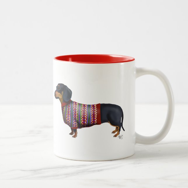Tasse 2 Couleurs Dachshund Avec Sweat Laineux (Droit)