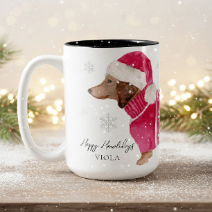 Tasse 2 Couleurs Dachshund Chien Wiener Personnalisé Aquarelle Anim