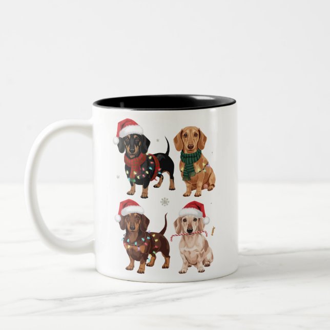 Tasse 2 Couleurs Dachshund Christmas Chien Maman Lover Noël Cadeau (Gauche)