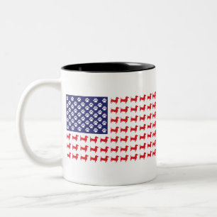 Tasse 2 Couleurs Dachshund-Drapeau-USA