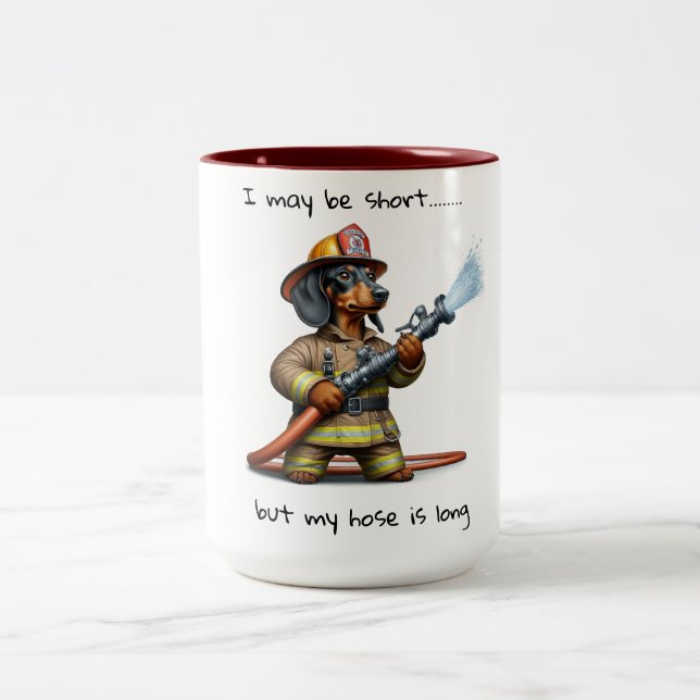 Tasse 2 Couleurs Dachshund Fire Fighter (Centre)