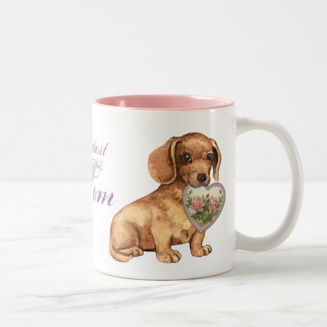 Tasse 2 Couleurs Dachshund Heart Maman (Droit)