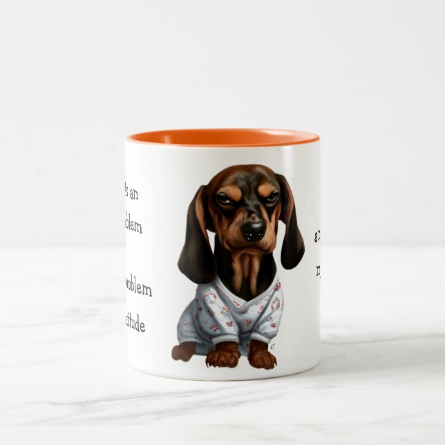 Tasse 2 Couleurs Dachshund Puppy Mauvaise attitude (Centre)