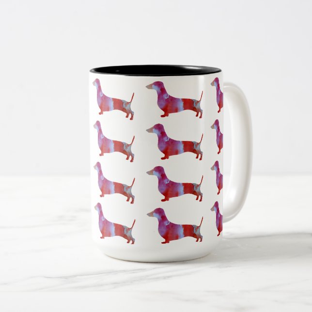 Tasse 2 Couleurs Dachshund rose Chien (Devant droit)