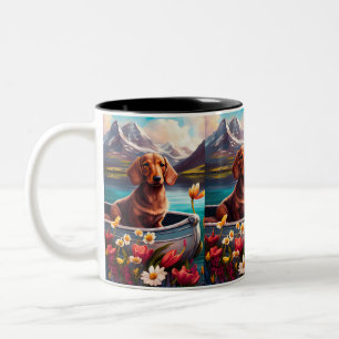 Tasse 2 Couleurs Dachshund sur une pagaie : une aventure Pittoresqu