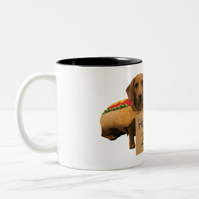 Tasse 2 Couleurs Dachshunds sold as hot dogs (Gauche)