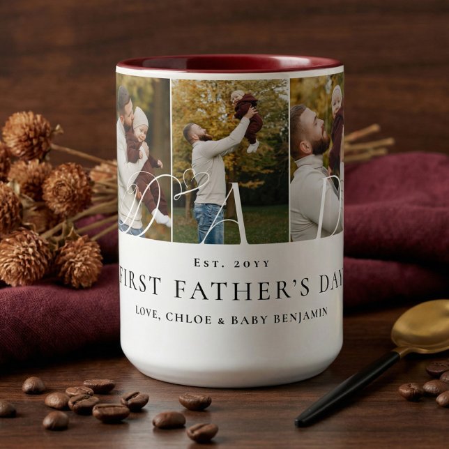 Tasse 2 Couleurs Dad Photo Collage First Father's Day Keepsake Gift (Dad Photo Collage First Father's Day Keepsake Gift Two-Tone Coffee Mug)