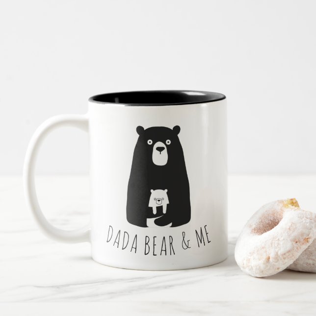 Tasse 2 Couleurs DADA BEAR & ME | Papa Enfants Fils Fils Ours Dada (Avec donut)