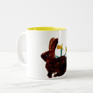Tasse 2 Couleurs Daffodiques de lapins de printemps
