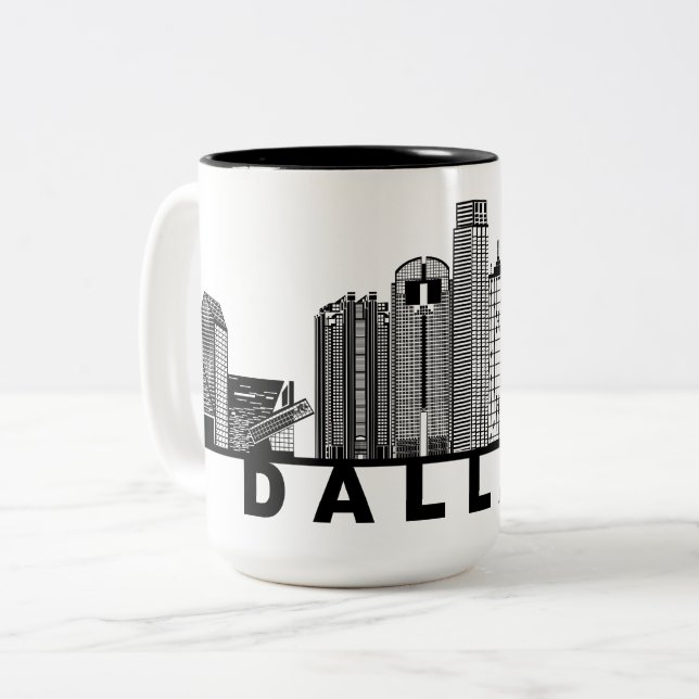 Tasse 2 Couleurs Dallas Skyline Silhouette  (Devant gauche)