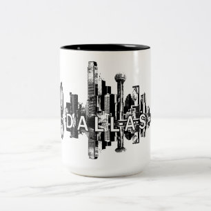 Tasse 2 Couleurs Dallas, Texas skyline en noir