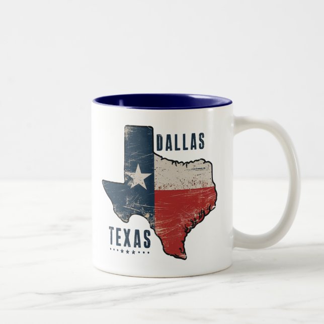 Tasse 2 Couleurs Dallas Texas State Map Indicateur (Droit)