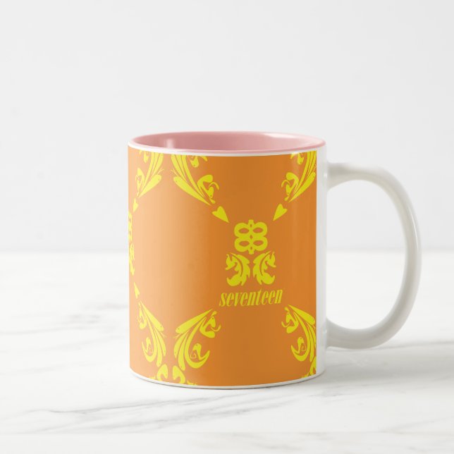 Tasse 2 Couleurs Damassé jaune-orange (Droit)