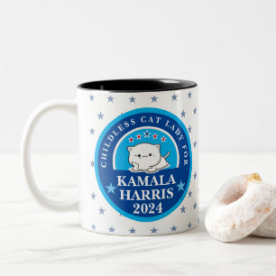 Tasse 2 Couleurs Dame de chat sans enfant pour Kamala Harris