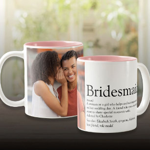 Tasse 2 Couleurs Dame d'honneur Définition Photo Cadeau de Mariage